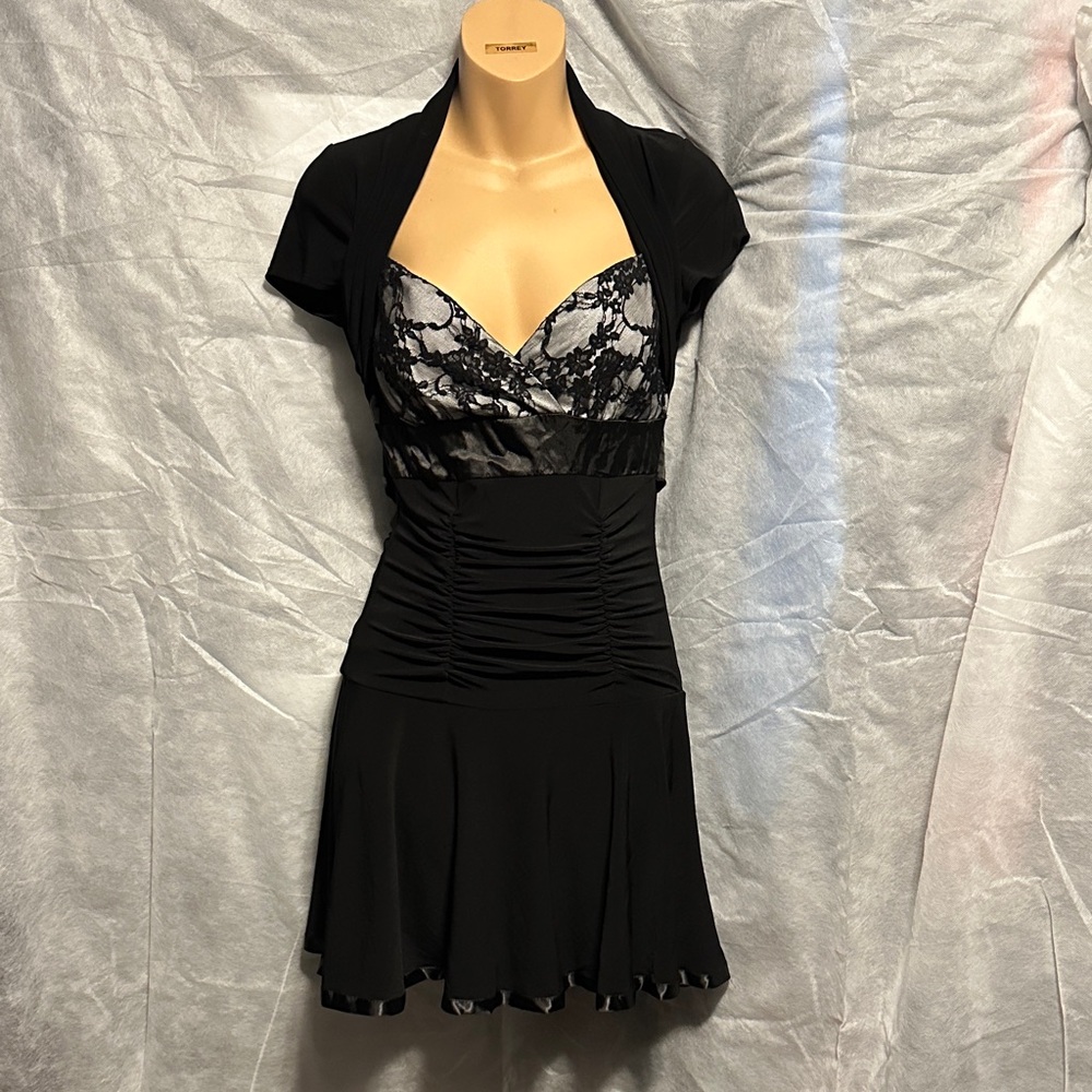 Taboo Black and White Lace Mini Dress